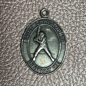 Vintage Saint Christopher Sterling Baseball Medal Pendant